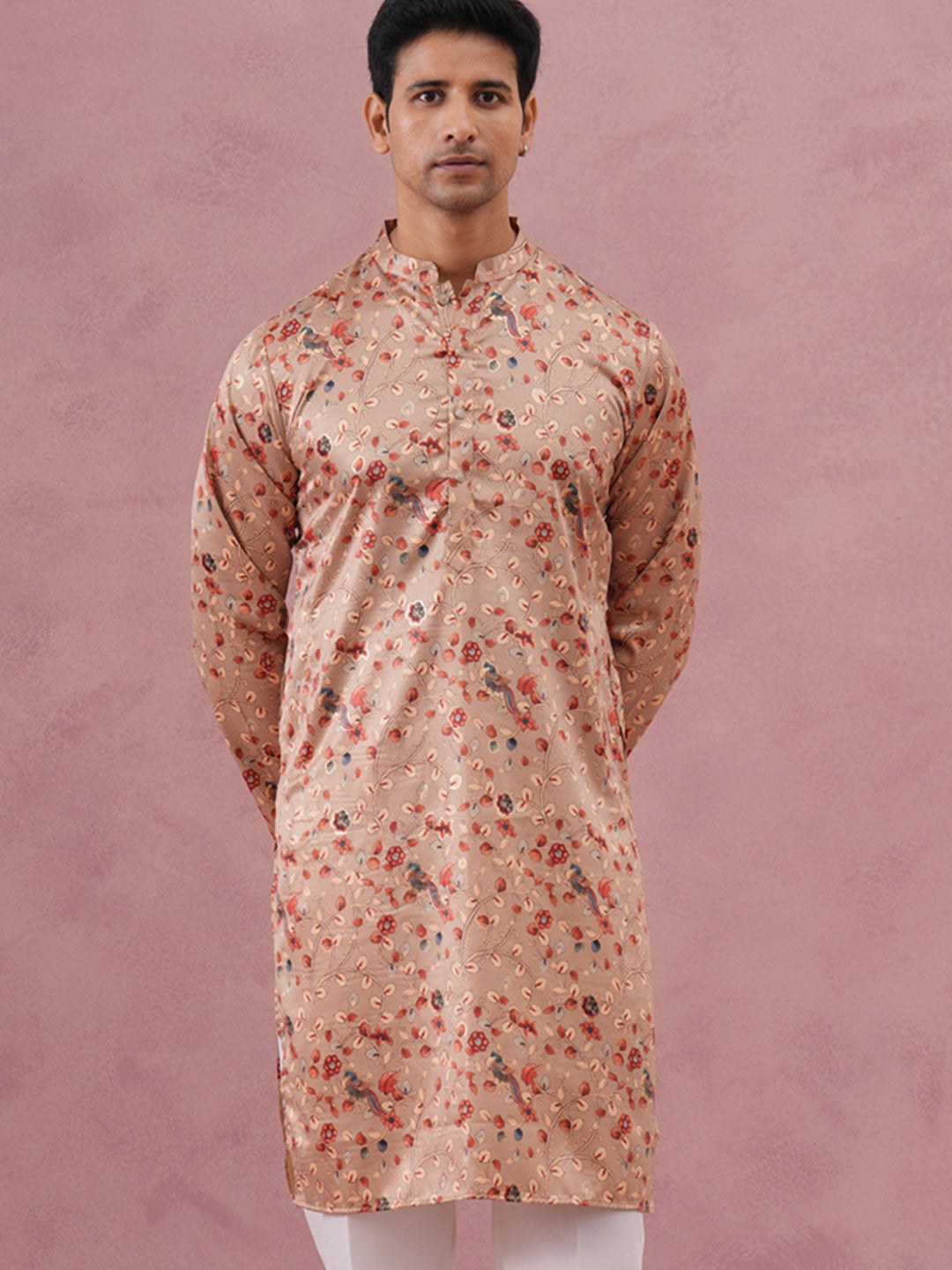 DesiQlo Men Printed Kurta Only - Gold