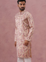 Paisley Foil Printed Silk Blend Kurta ( 65KO 5383 Cream ) [FF] [A-1-4]