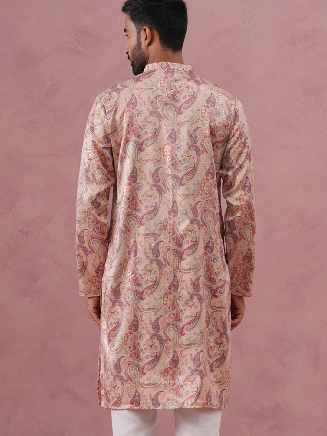 DesiQlo Men Printed Kurta Only - Beige - 65KO_5383Cream_S