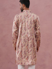 Paisley Foil Printed Silk Blend Kurta ( 65KO 5383 Cream ) [FF] [A-1-4]