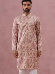 Paisley Foil Printed Silk Blend Kurta ( 65KO 5383 Cream ) [FF] [A-1-4]