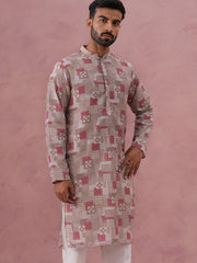 Abstract Printed Cotton Blend Kurta (65KO 5384 Brown ) [FF] [A-1-4]
