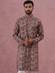 Abstract Printed Cotton Blend Kurta (65KO 5384 Grey ) [FF] [A-1-4]