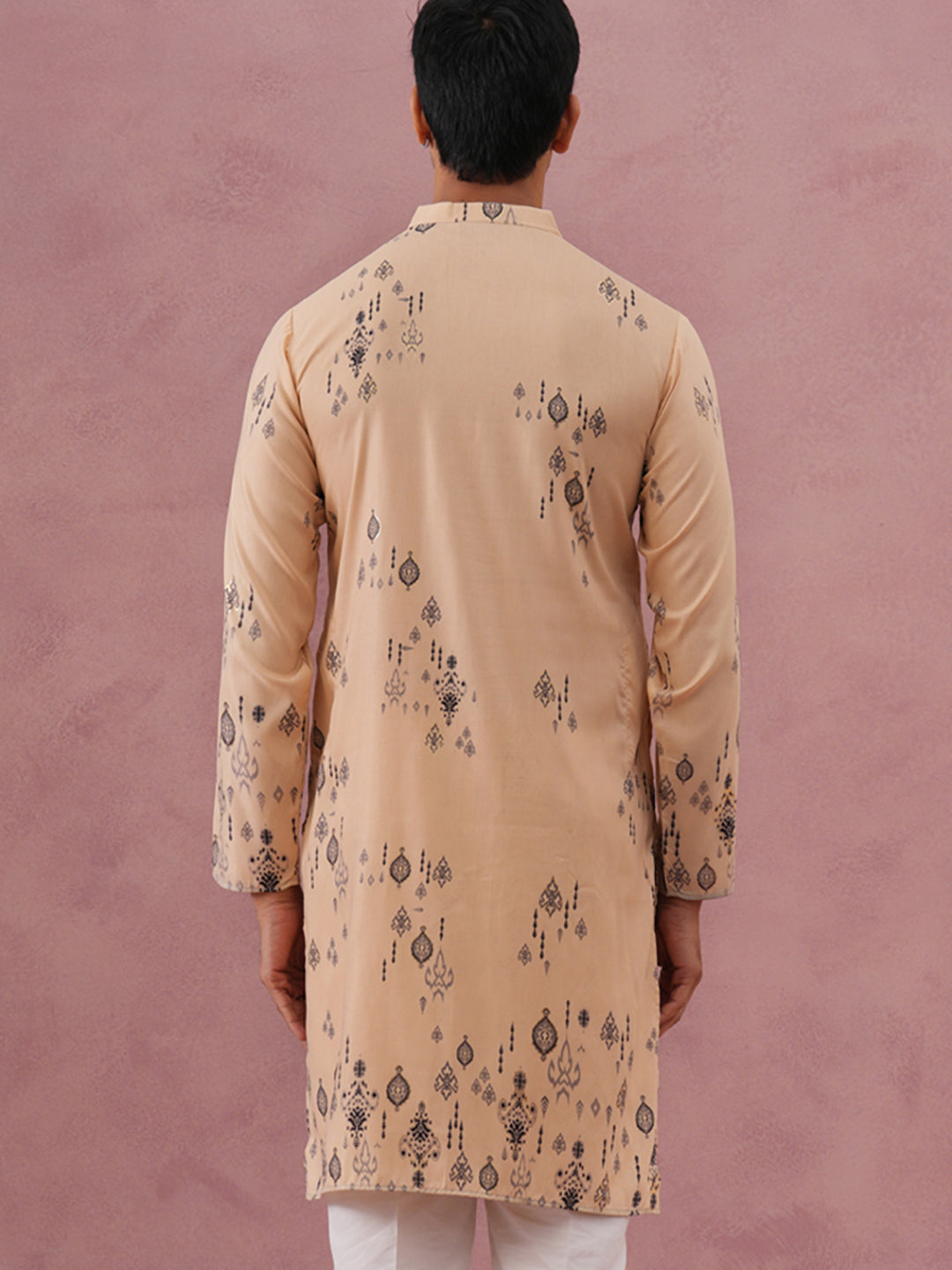 DesiQlo Men Printed Kurta Only - Beige - 65KO_5388Beige_S