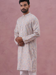 Traditional Cotton Blend Embroidered Kurta (65KO 5389 Multi ) [FF] [A-1-4]