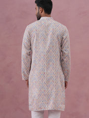 Traditional Cotton Blend Embroidered Kurta (65KO 5389 Multi ) [FF] [A-1-4]