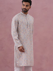 Traditional Cotton Blend Embroidered Kurta (65KO 5389 Multi ) [FF] [A-1-4]