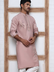 Men’s Silk Blend Embroidered Kurta ( 65KO 5392 Peach )