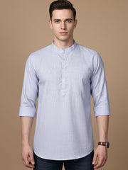 Men’s Casual Solid Short Kurta (65KO 5393 Blue ) [FF] [P-16]