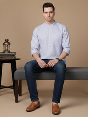 Men’s Casual Solid Short Kurta (65KO 5393 Blue ) [FF] [P-16]