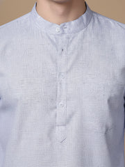 Men’s Casual Solid Short Kurta (65KO 5393 Blue ) [FF] [P-16]