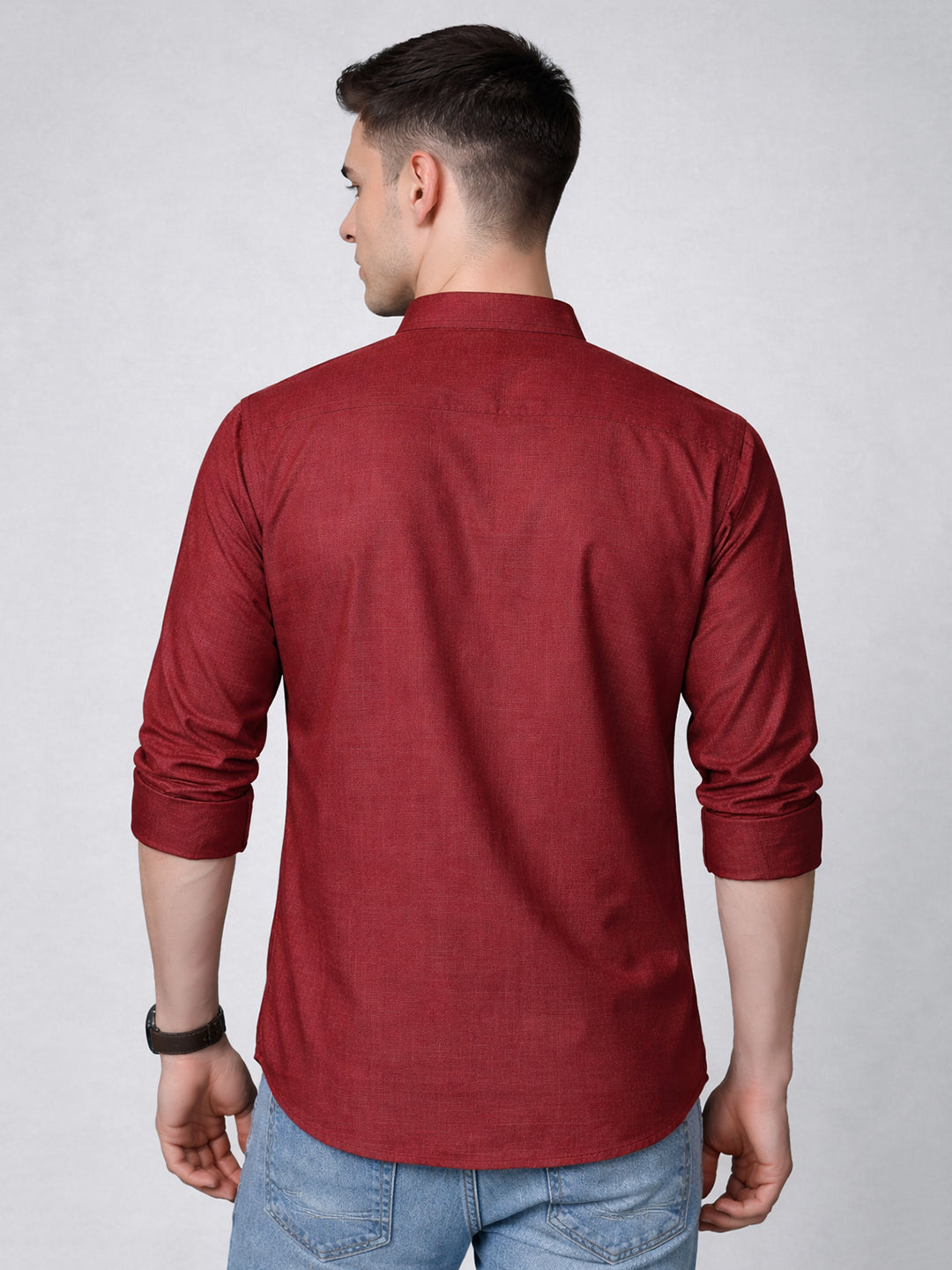 DesiQlo Men Checked Kurta Only - Maroon