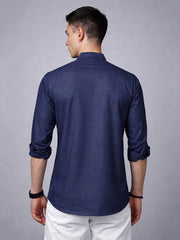Men’s Casual Solid Short Kurta (65KO 5393 Navy ) [FF] [P-16]