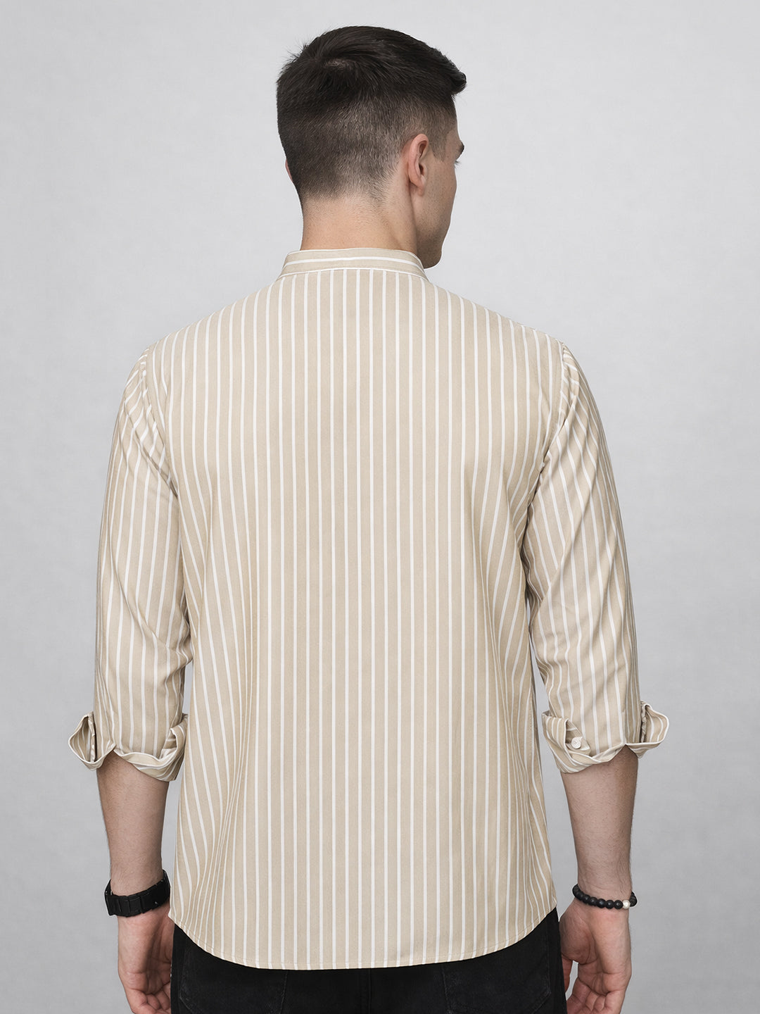 DesiQlo Men Striped Kurta Only - Beige - 65KO_5394Beige_S