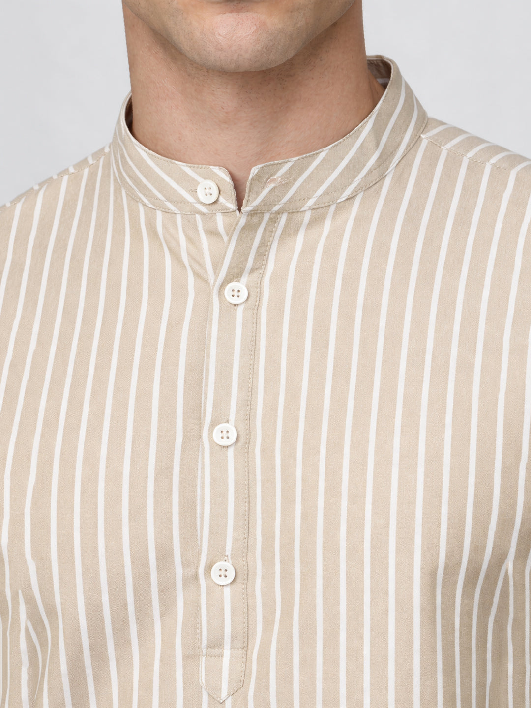DesiQlo Men Striped Kurta Only - Beige - 65KO_5394Beige_S