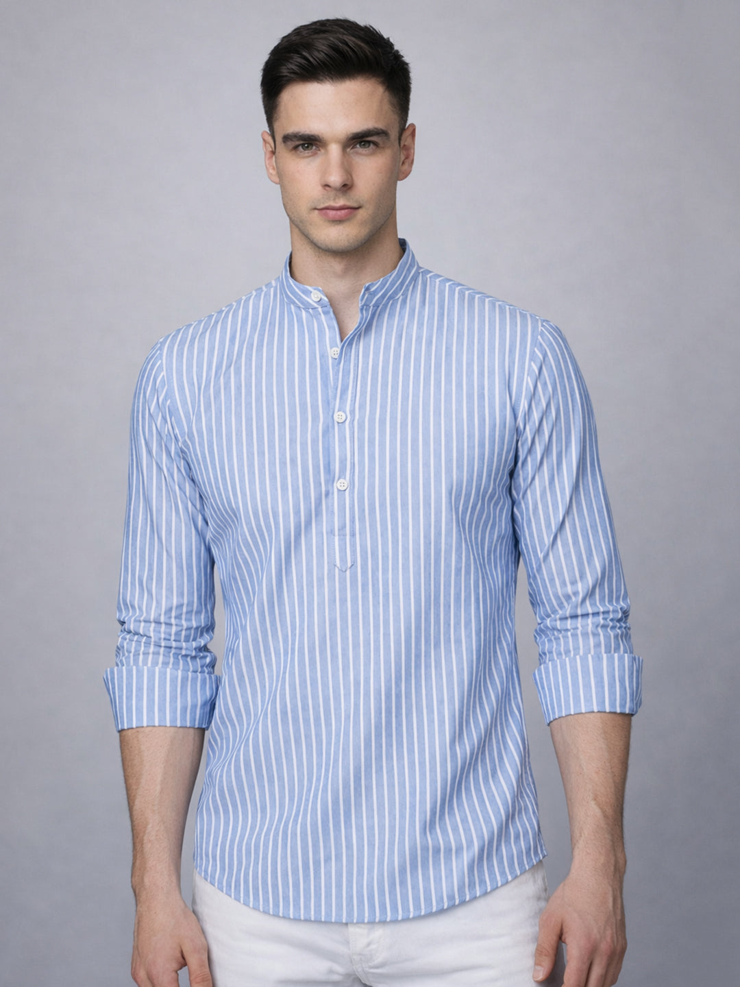 DesiQlo Men Striped Kurta Only - Blue - 65KO_5394Blue_S