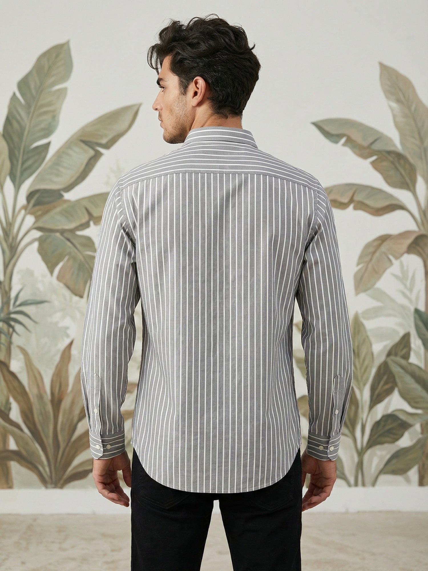 DesiQlo Men Striped Kurta Only - Grey