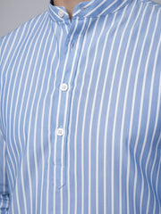 Men’s Blue Striped Short Kurta (65KO 5394 Blue ) [FF] [E-9]