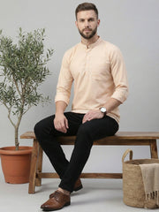 Solid Cotton Blend Short Kurta (65KO 5395 Peach ) [FF] [P-7]