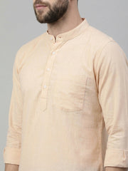 Solid Cotton Blend Short Kurta (65KO 5395 Peach ) [FF] [P-7]