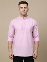 Solid Cotton Blend Short Kurta (65KO 5395 Pink ) [FF] [P-7]
