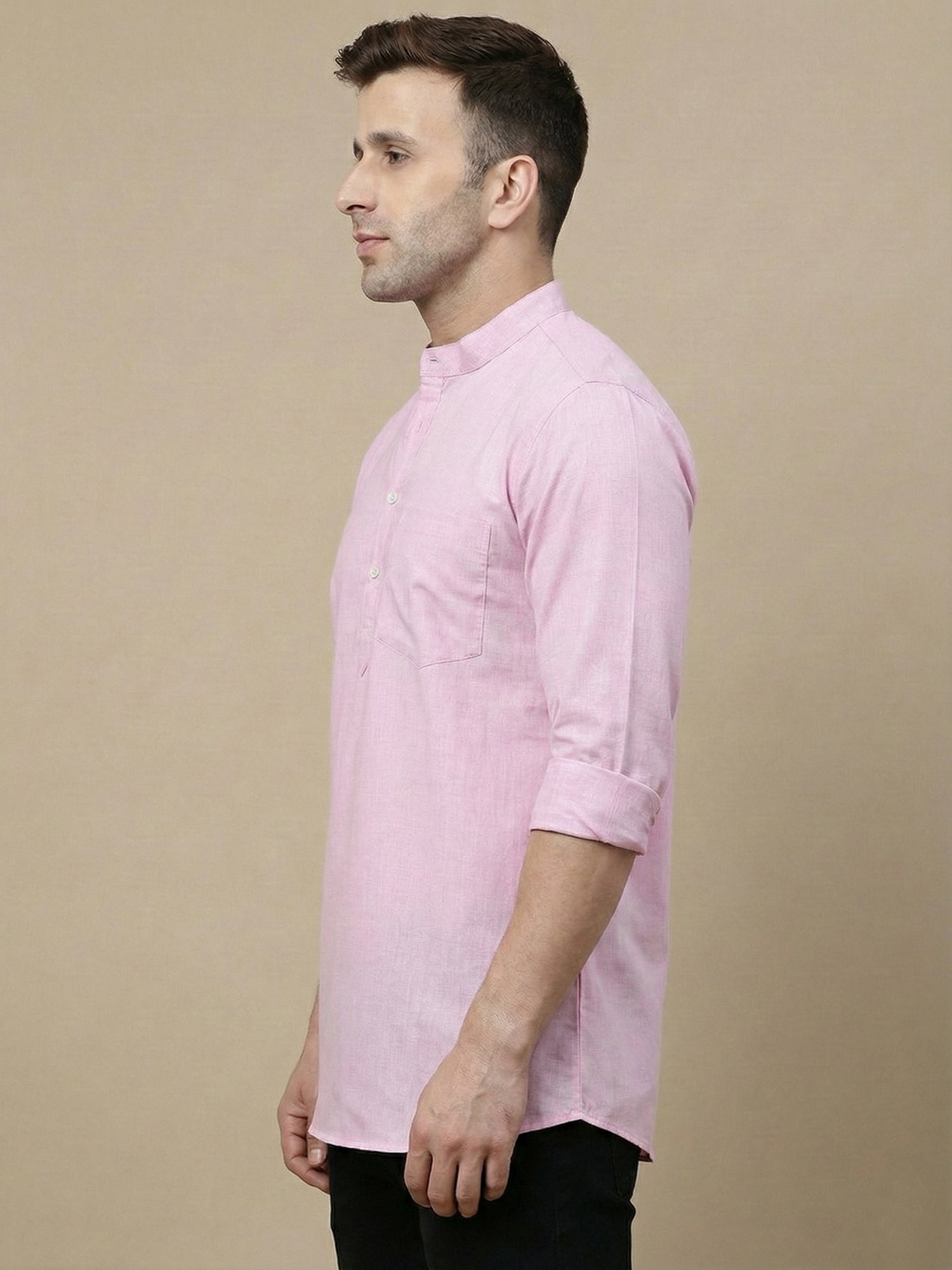 DesiQlo Men Solid Kurta Only - Pink