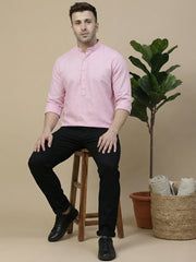 Solid Cotton Blend Short Kurta (65KO 5395 Pink ) [FF] [P-7]