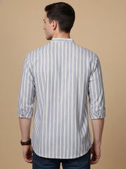 Cotton Blend Blue Striped Short Kurta (65KO 5396 Blue ) [FF] [Q-11-14]