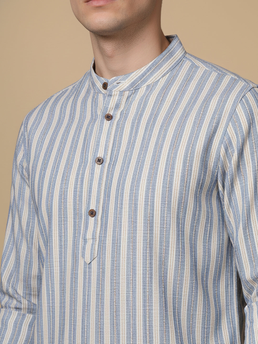 DesiQlo Men Striped Kurta Only - Blue - 65KO_5396Blue_S