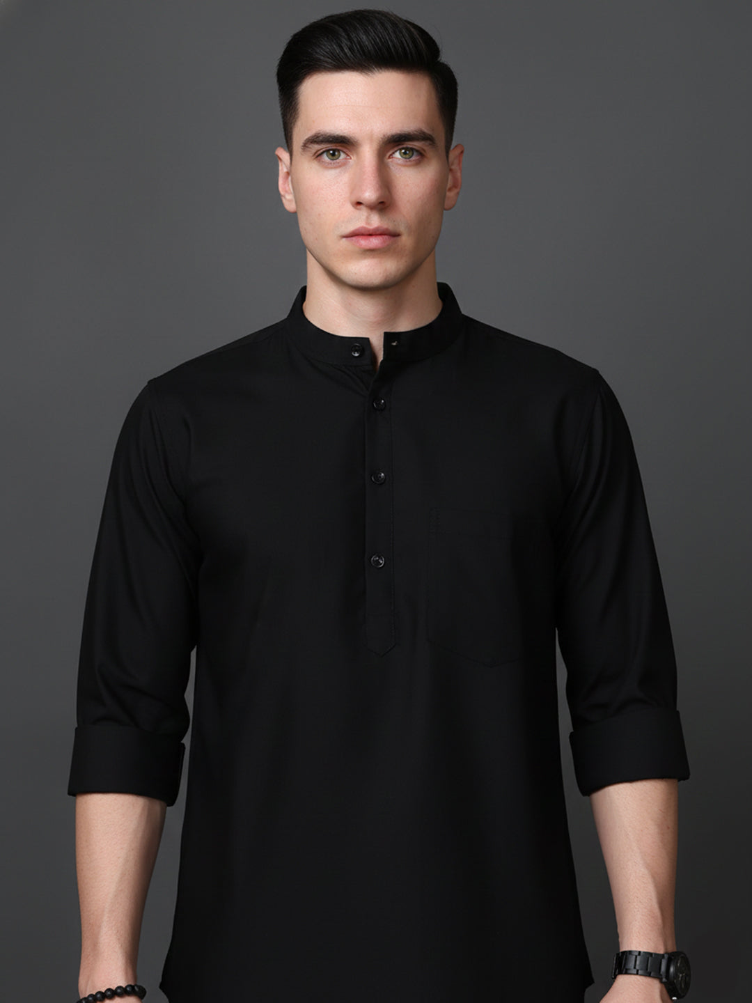 DesiQlo Men Solid Kurta Only - Black