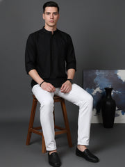 Black Casual Solid Short Kurta (65KO 5397 Black ) [FF] [P-7]