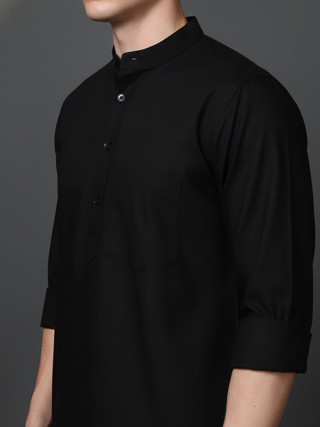 DesiQlo Men Solid Kurta Only - Black