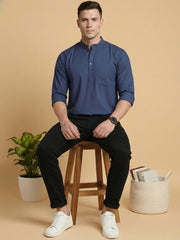 Blue Casual Solid Short Kurta (65KO 5397 Blue ) [FF] [P-7]