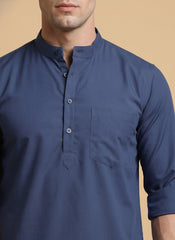 Blue Casual Solid Short Kurta (65KO 5397 Blue ) [FF] [P-7]