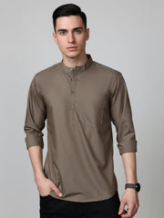 Brown Casual Solid Short Kurta (65KO 5397 Brown ) [FF] [P-7]