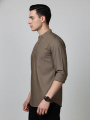 Brown Casual Solid Short Kurta (65KO 5397 Brown ) [FF] [P-7]
