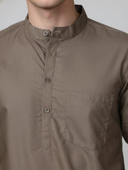 Brown Casual Solid Short Kurta (65KO 5397 Brown ) [FF] [P-7]
