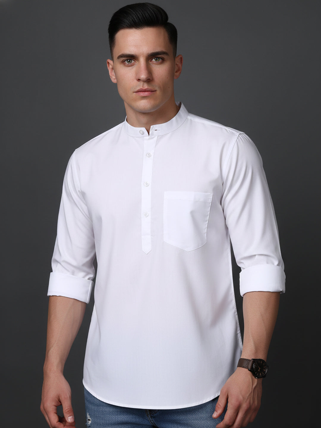 DesiQlo Men Solid Kurta Only - White