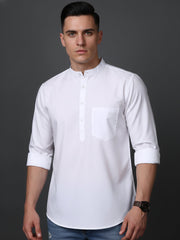 White Casual Solid Short Kurta (65KO 5397 White ) [FF] [P-7]