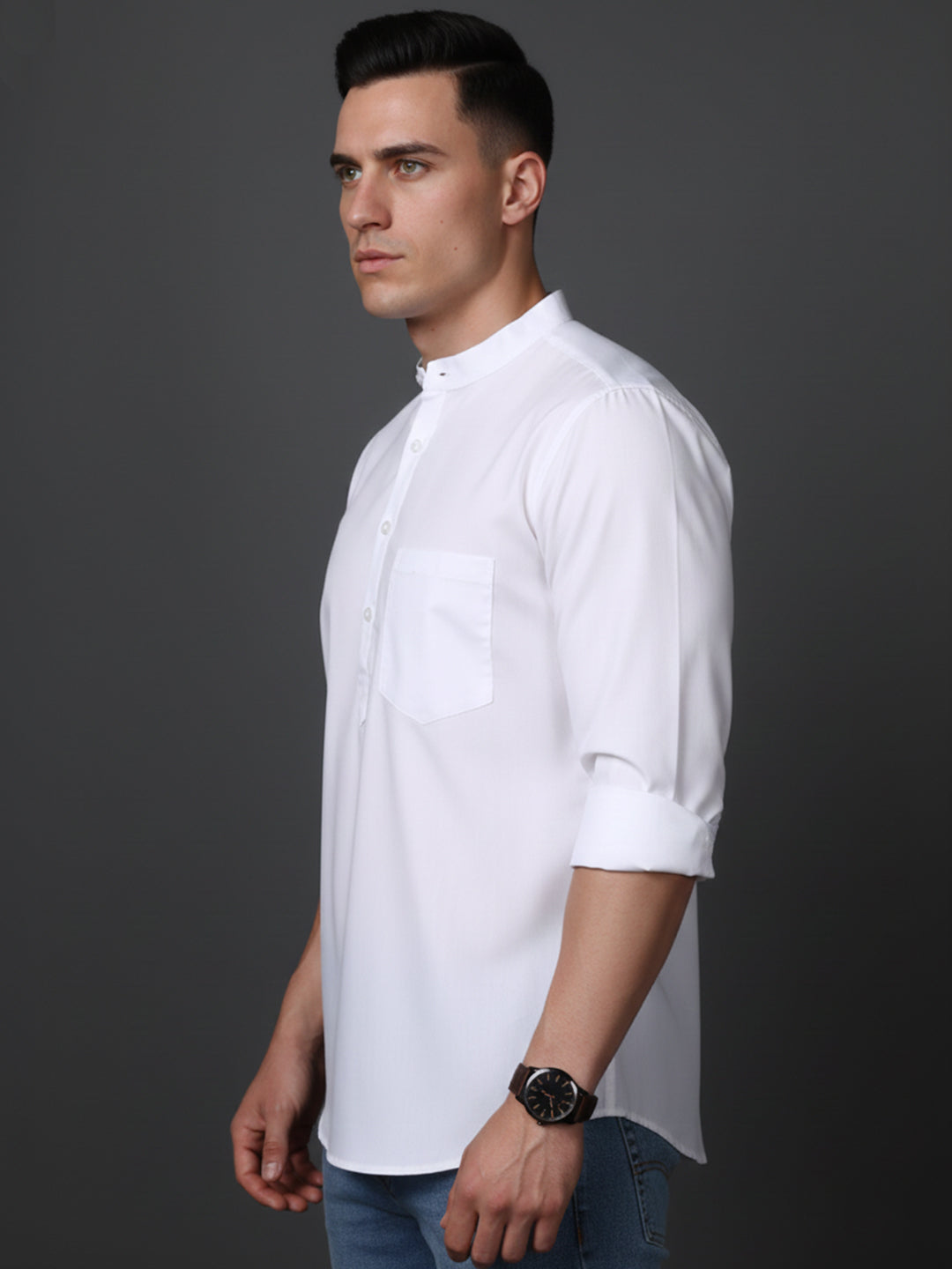 DesiQlo Men Solid Kurta Only - White