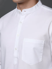 White Casual Solid Short Kurta (65KO 5397 White ) [FF] [P-7]