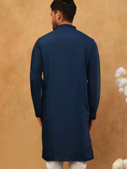Silk Blend Embroidered Kurta for Men (65KO 5399 Royal ) [FF] [B-1-2]