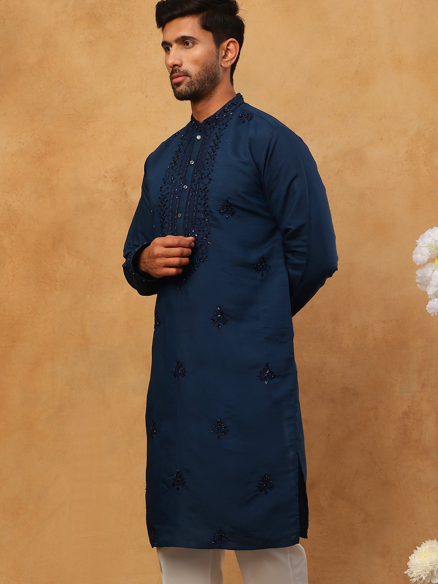DesiQlo Men Floral Kurta Only - Multicolor