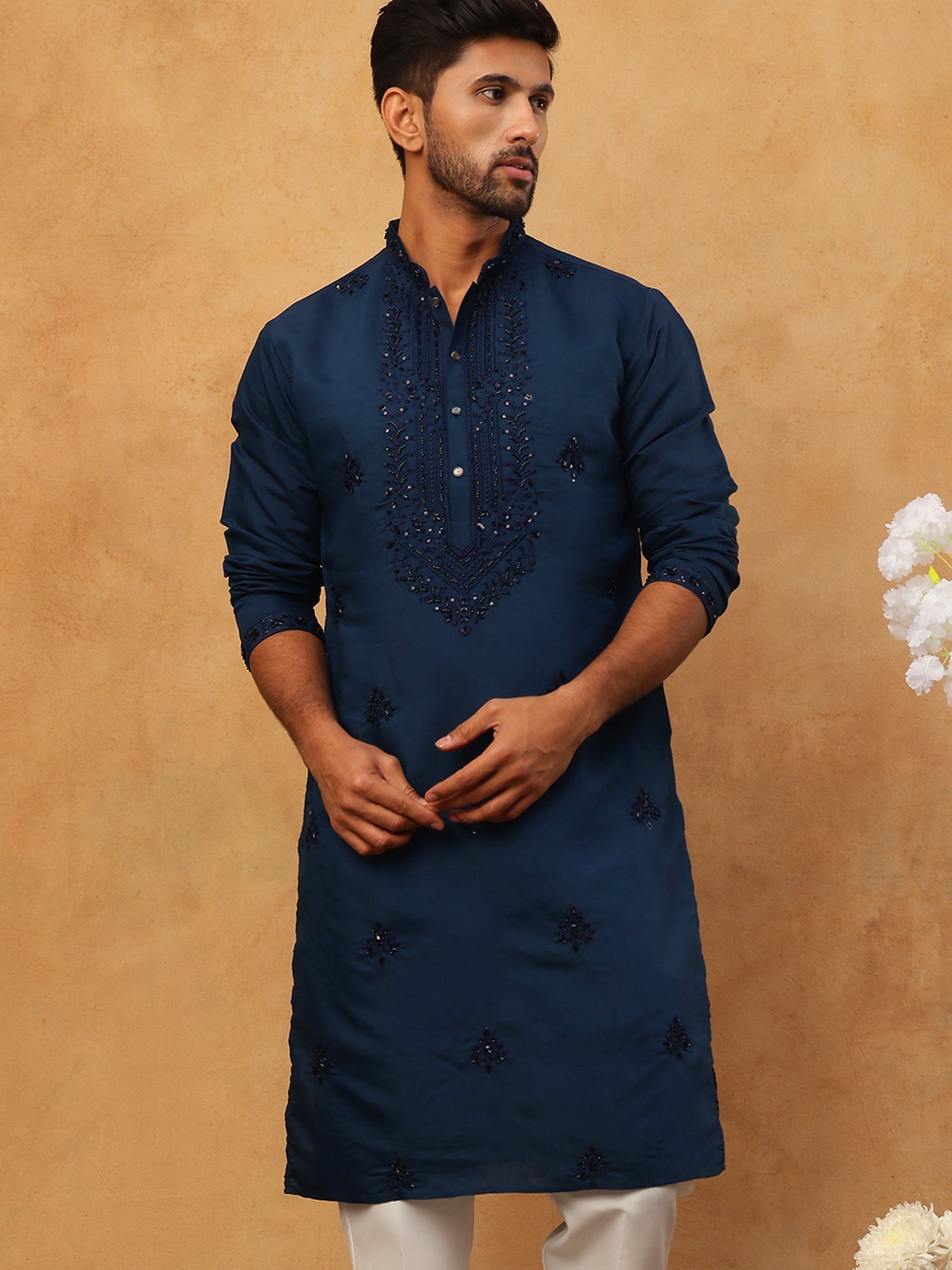 DesiQlo Men Floral Kurta Only - Multicolor