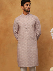 Cotton Blend Printed & Embroidered Kurta (65KO 5402 Beige ) [FF] [Q-12-13]