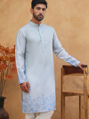 Men’s Cotton Blend Printed Kurta (65KO 5404 Blue ) [FF] [B-1-2]