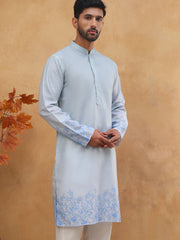 Men’s Cotton Blend Printed Kurta (65KO 5404 Blue ) [FF] [B-1-2]
