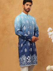 Printed Cotton Blend Kurta (65KO 5405 Blue ) [FF] [P-8-7]