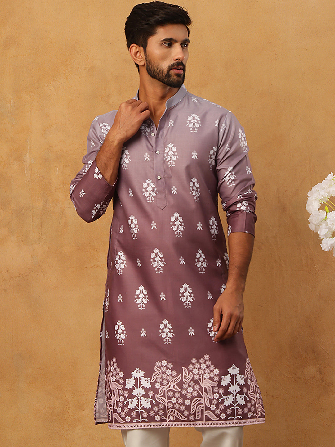 Printed Cotton Blend Kurta (65KO 5405 Brown ) [FF] [P-8-7]