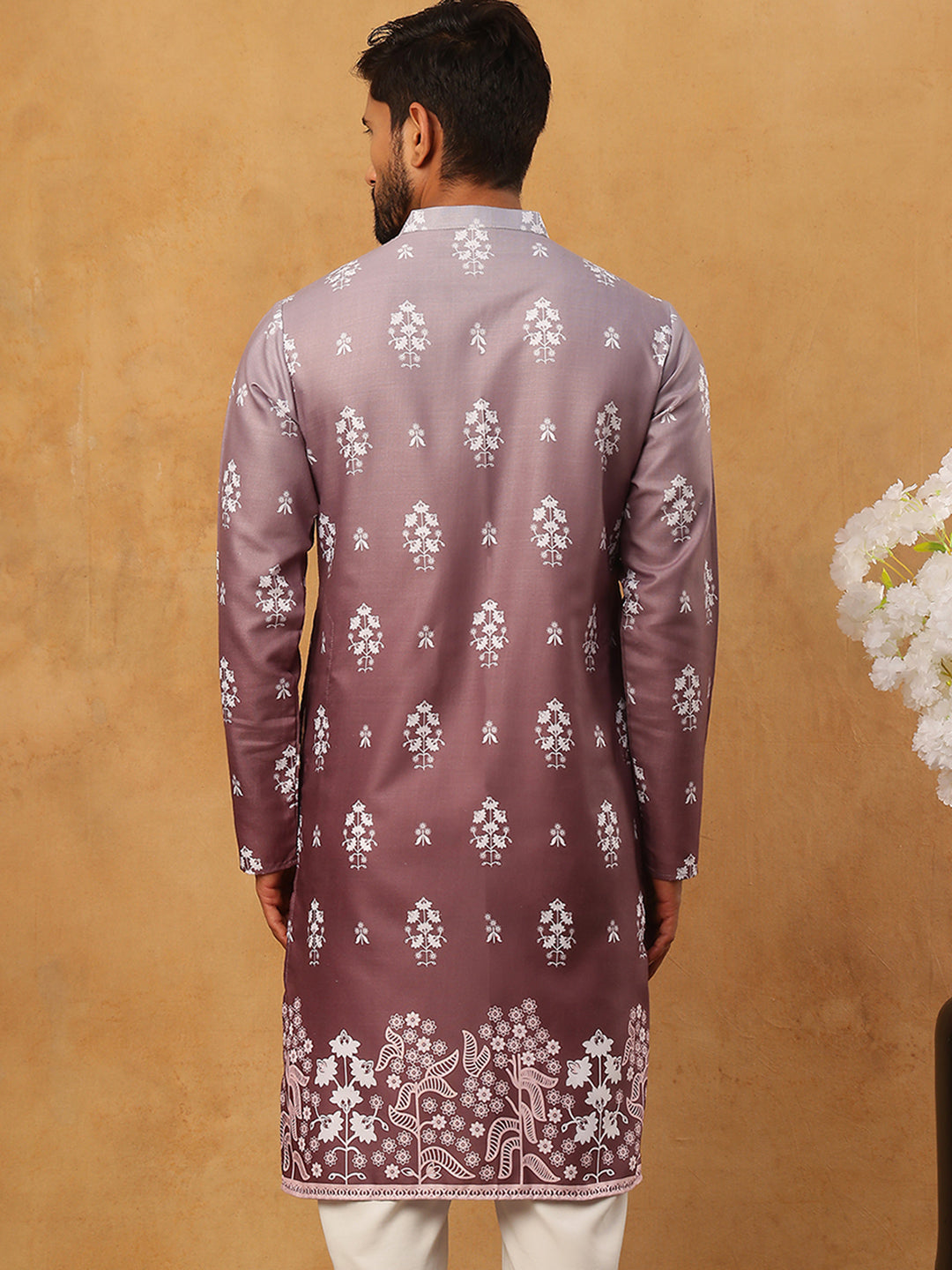 DesiQlo Men Floral Kurta Only - Brown